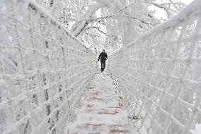 Valaska panoramic trail, skywalk, snow, footbridge