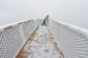 Valaska panoramic trail, skywalk, snow, footbridge