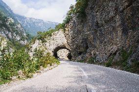 road tunnel in the Piva River canyon