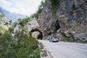 road tunnel in the Piva River canyon