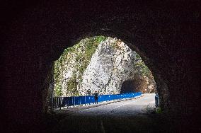 road tunnel in the Piva River canyon