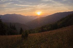 Sinjajevina Mountains, sunset, afterglow