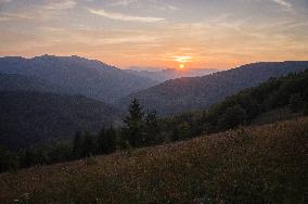 Sinjajevina Mountains, sunset, afterglow