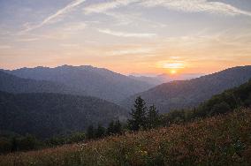 Sinjajevina Mountains, sunset, afterglow