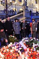 Wenceslas Square, 50th anniversary of Palach's death, Jan Palach and Jan Zajic Memorial, piety, candles