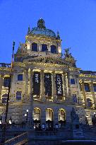 50th anniversary of Palach's death, National Museum, black flags, name, Jan Palach