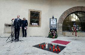 50th anniversary of Palach's death, Charles University, commemorative plaque, Tomas Zima, Jan Royt