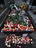 Jan Palach's grave at Prague's Olsany cemetery, 50th anniversary of Palach's death, grave, piety, candles