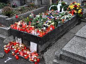 Jan Palach's grave at Prague's Olsany cemetery, 50th anniversary of Palach's death, grave, piety, candles
