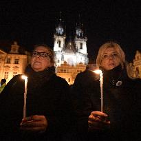 March in Prague paying respect to Palach's death in 1969, Old Town Square