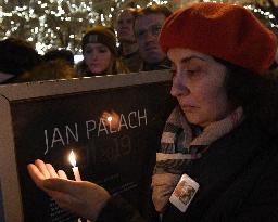 March in Prague paying respect to Palach's death in 1969