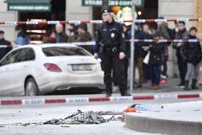 Wenceslas Square in Prague, man set himself on fire, police, scene