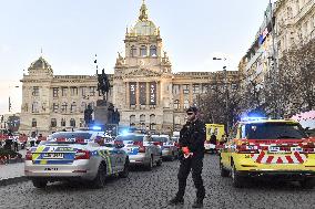 Wenceslas Square in Prague, man set himself on fire, police