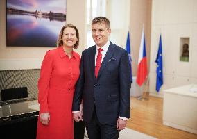 Tomas Petricek, Minister of Foreign Affairs, Iva Petrickova, wife