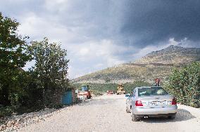 construction site of the Vracenovici-Vilusi motorway, highway, lanscape, road