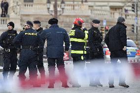 Wenceslas Square in Prague, man set himself on fire, police