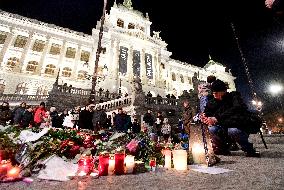 50th anniversary of Palach's death, Wenceslas Square, National Museum, piety, candles