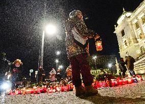 50th anniversary of Palach's death, Wenceslas Square, piety, candles