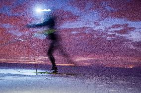 cross-country skier, skiing