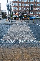 pedestrian crossing, crosswalk, look right