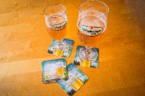 Schladming Brewery, Brauerei Schladming, Schladminger Beer, beer glass, half litre, pint, half, beer mat