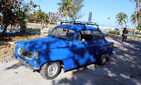 Life style in Havana, Skoda Spartak old car, veteran