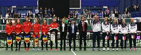 Monica Niculescu, Ana Bogdan, Irina-Camelia Begu, Mihaela Buzarnescu, Simona Halep (not playing captain) Florin Segarceanu, right (not playing captain Petr Pala, Karolina Pliskova, Katerina Siniakova, Marketa Vondrousova,  Barbora Krejcikova