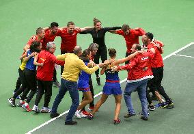 Romanian Team celebrates a victory