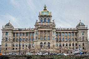 the reconstructed National Museum historical main building in Prague