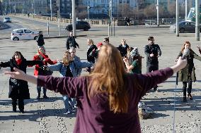 group dance against violence against women on occasion of One Billion Rising international campaign