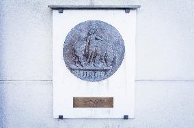 The Plaque of Honour of the Council of Europe, bas-relief representing goddess Europe standing next to bull/Zeus