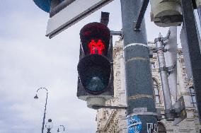 traffic red light man and woman, pair, couple,  Ampelmaennchen