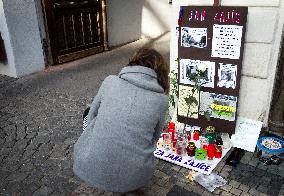 people commemorate student Jan Zajic