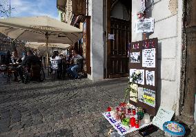 people commemorate student Jan Zajic