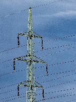 Very high voltage pole, birds