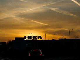 IKEA, logo, sunrise, car
