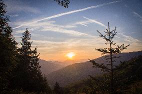 Sinjajevina Mountains, sunset, afterglow