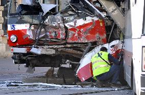 40 people injured in collision of trolleybus, tram in Brno