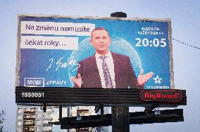 billboard, Czech TV Barrandov owner Jaromir Soukup advertising his TV show MY NEWS