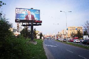 billboard, Czech TV Barrandov owner Jaromir Soukup advertising his TV show MY NEWS