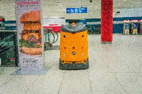 Vaclav Havel Airport Prague, Ruzyne, autonomous cleaning machine Swingobot 2000, robot