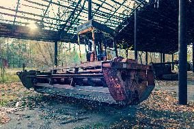 Chernobyl zone, restricted territory, Zymovyshche village, farm