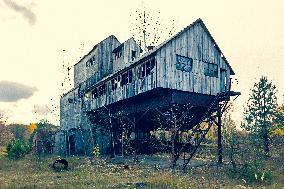 Chernobyl zone, restricted territory, Zymovyshche village, farm