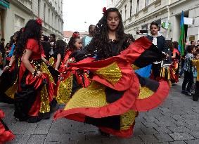Roma Pride march, Romani people, girl, dance