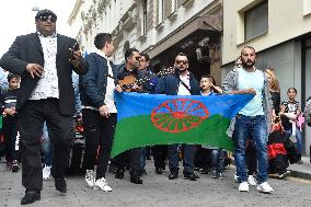 Roma Pride march, flag of the Romani people
