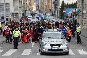 Roma Pride march, Romani people, police vehicle