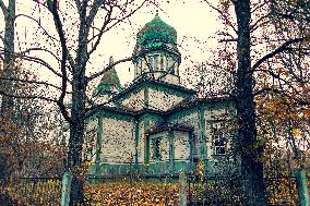 Chernobyl zone, restricted territory, Russian Orthodox church of St. Michael in village Krasne