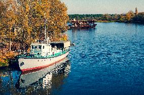 Chernobyl zone, restricted territory, Chernobyl harbour, boat