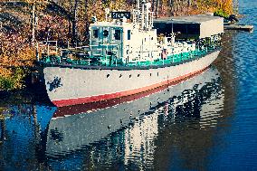 Chernobyl zone, restricted territory, Chernobyl harbour, boat