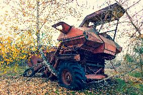 Chernobyl zone, restricted territory, Zymovyshche village, farm